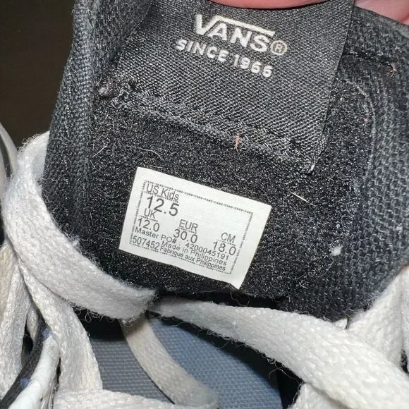 VANS High Top Sneakers Lace Up Youth 12.5 Shoes Flames Black Blue White - Picture 9 of 9